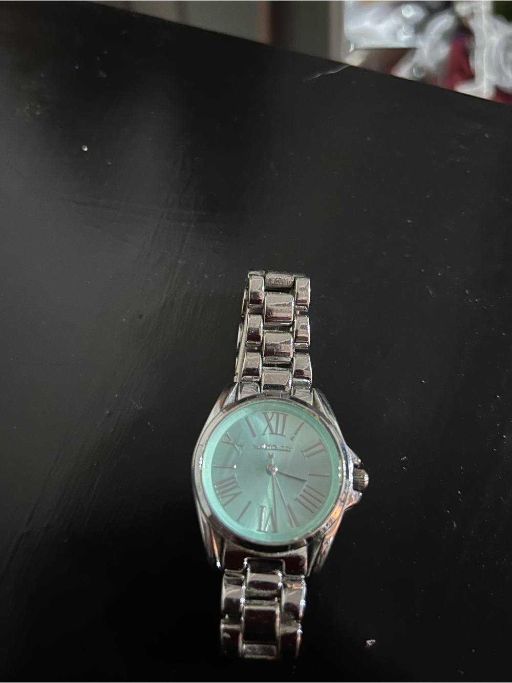 Silver Link Watch with Mint Green Dial
